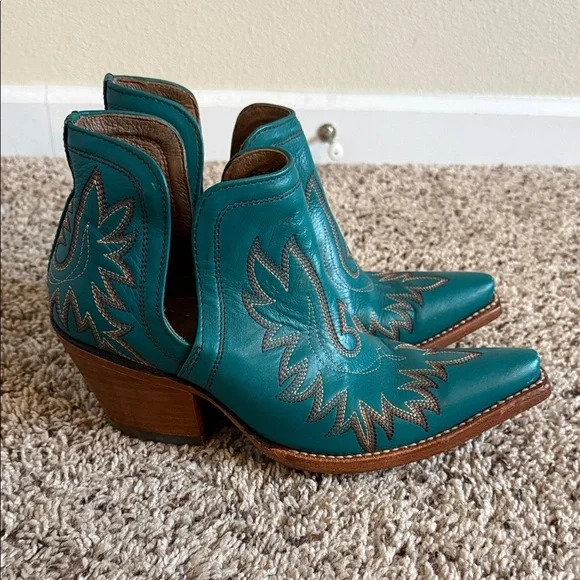 Ariat Teal Western Ankle Boots with Embroidery - Picture 4 of 7